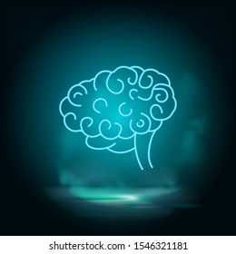 Diseases, brain neon vector icon. Smoke effect neon style vector icons.