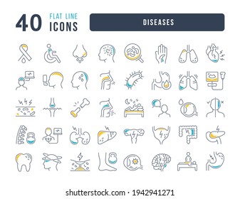 Diseases. Collection of perfectly thin icons for web design, app, and the most modern projects. The kit of signs for category Medicine.