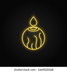 Diseases, eye, drop yellow neon icon. Yellow neon vector icon. Transparent background