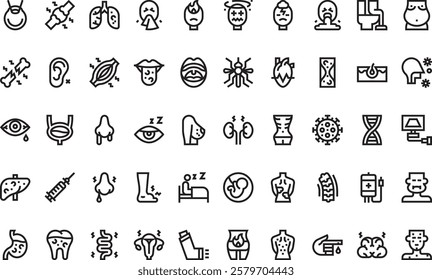 Diseases icons High-Quality Vector Icons Collection with Editable Stroke. Ideal for Professional and Creative Projects
