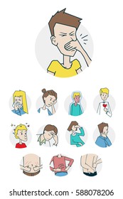 Diseases and illnesses icons set