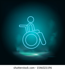 Diseases, invalid, stroller neon vector icon. Smoke effect neon style vector