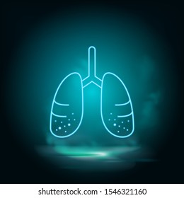 Diseases, lungs neon vector icon. Smoke effect neon style vector icons.