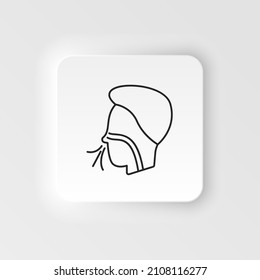 Diseases, nose, rhinitis vector. Muscle aches, cold and bronchitis, pneumonia and fever, health medical illustration - neumorphic style vector icon