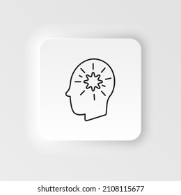 Diseases, patient, brain, thoughts vector. Muscle aches, cold and bronchitis, pneumonia and fever, health medical illustration - neumorphic style vector icon