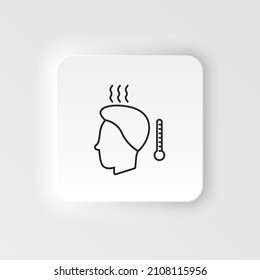 Diseases, patient, temperature vector. Muscle aches, cold and bronchitis, pneumonia and fever, health medical illustration - neumorphic style vector icon
