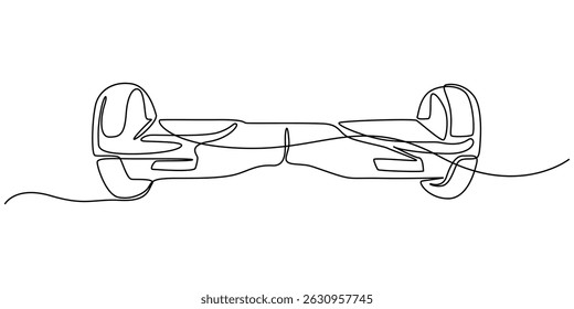 Disegno hoverboard dibujo continuo de una línea, giroscopio, giroscopio, una línea de arte Dibujo continuo de línea de deporte, transporte, velocidad, equilibrio, eléctrico, rodillo, hobby, móvil, adolescente.