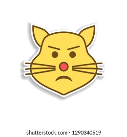 disgruntled cat colored emoji sticker icon. Element of emoji for mobile concept and web apps illustration.