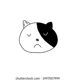 Disgruntled cat icon. Vector illustration design for fashion fabrics, textile graphics, prints. Hand drawn