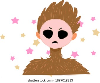 a disgruntled little man in a mask
