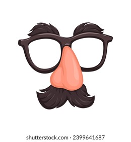 Eyeglass mit Fake Nose und Mustache-Symbol-Cartoon-Vektorgrafik verschleiern