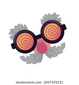 Disguise Flat Design April Fools Day Icon. Fake Nose Mustache Glasses vector illustration on white background