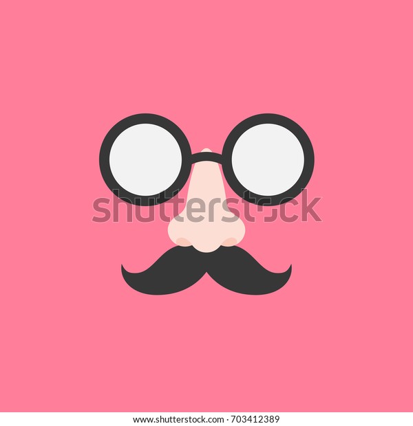 disguise glasses, nose and mustache for party, flat\
design icon