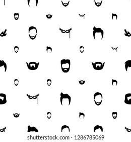 disguise icons pattern seamless white background. Included editable filled mask, man hairstyle icons. disguise icons for web and mobile.