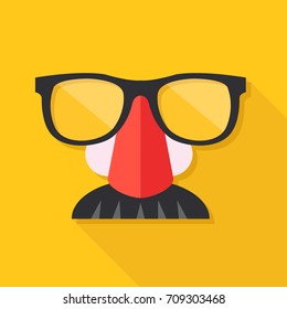 Disguise mask. Mask with glasses fake nose and mustache. Vector illustration