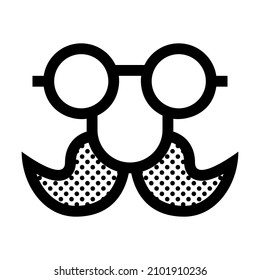 Disguise Mask with Glasses, Moustache and Fake Nose. Icon Filled with Dots.