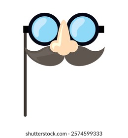 disguise mask glasses and mustache isolated