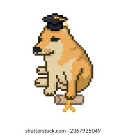 Disguised graduate student mascot, pixel art