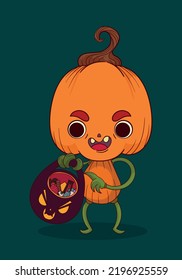 disguised pumpkin for halloween from zombie