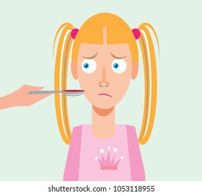 Disgusted child refusing to take medicine
