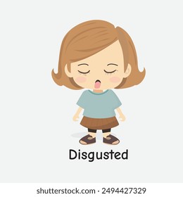 Disgusted Child Vector Illustration with Grossed Out Face