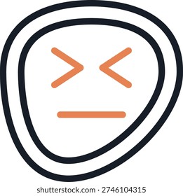 Disgusted Face Line Due Icon Design