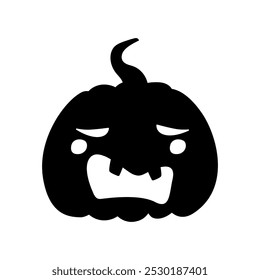 Silhueta de expressão de cara de abóbora repugnante Jack-o-lantern. Escultura de abóbora de festa de Halloween. Ilustração de vetor de estoque isolada no plano de fundo branco em estilo plano.