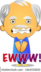 Hombre mayor indignado, ilustración, vector sobre fondo blanco.