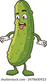 Disgusted pickle mascot character vector illustration