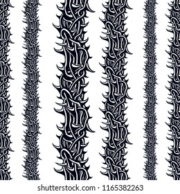 Disgusting horror art and nightmare seamless pattern, vector background. Tangled branches or roots stylish endless illustration. Usable for fabric, wallpaper, wrapping, web and print.