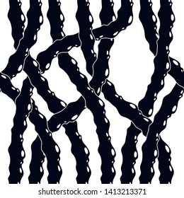 Disgusting horror and nightmare seamless pattern, vector background. Tangled roots or gut biological life form weird endless illustration. Usable for fabric, wallpaper, wrapping, web and print.