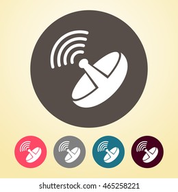 Dish Antenna Icon in round shape.