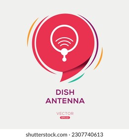 (Dish-Antenne) Symbol, Vektorzeichen.