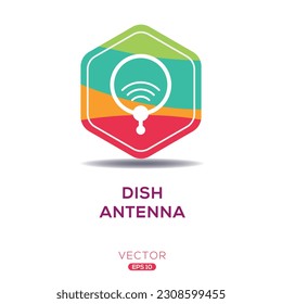 (Dish-Antenne) Symbol, Vektorzeichen.