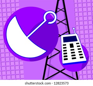 dish antenna and a mobile phone	