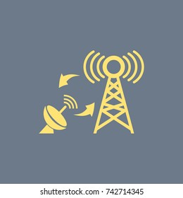 Dish antenna and network tower icon