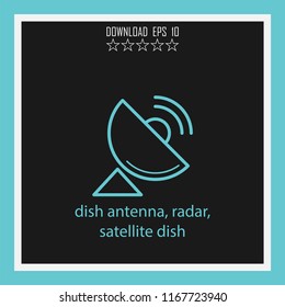 dish antenna, radar, satellite dish vector icon