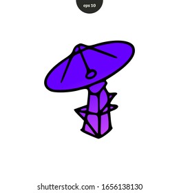 Dish antenna satellite icon hand drwan vector illustration flat design. eps10
