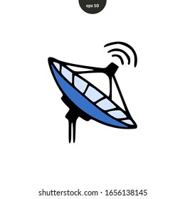 Dish antenna satellite icon hand drwan vector illustration flat design. eps10