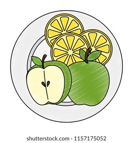 dish with apple fresh and lemon