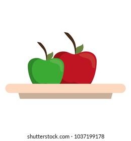 dish with apples icon over white background colorful design vector illustration