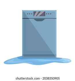 Vector de dibujos animados de iconos del dispositivo de disco. Lavavajillas con cocina. Máquina de descarga