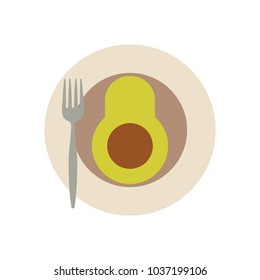 dish with avocado icon over white background colorful design vector illustration