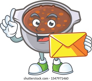 dish baked beans with cartoon bring envelope mascot