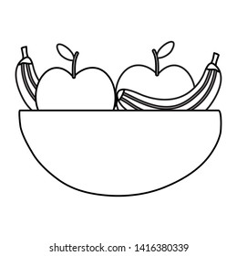 dish with bananas and apples