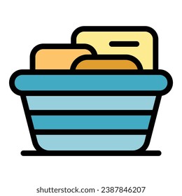 Dish basin icon outline vector. Sink kitchen. Wash plate color flat