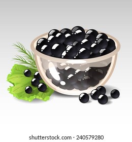 Dish with black caviar