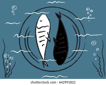 The dish from  black and white fish 