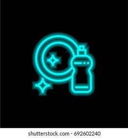 Dish blue glowing neon ui ux icon. Glowing sign logo vector