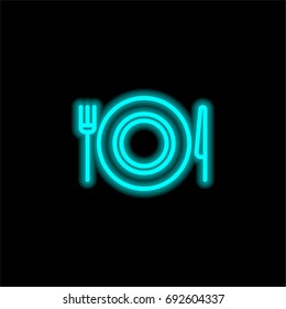 Dish blue glowing neon ui ux icon. Glowing sign logo vector